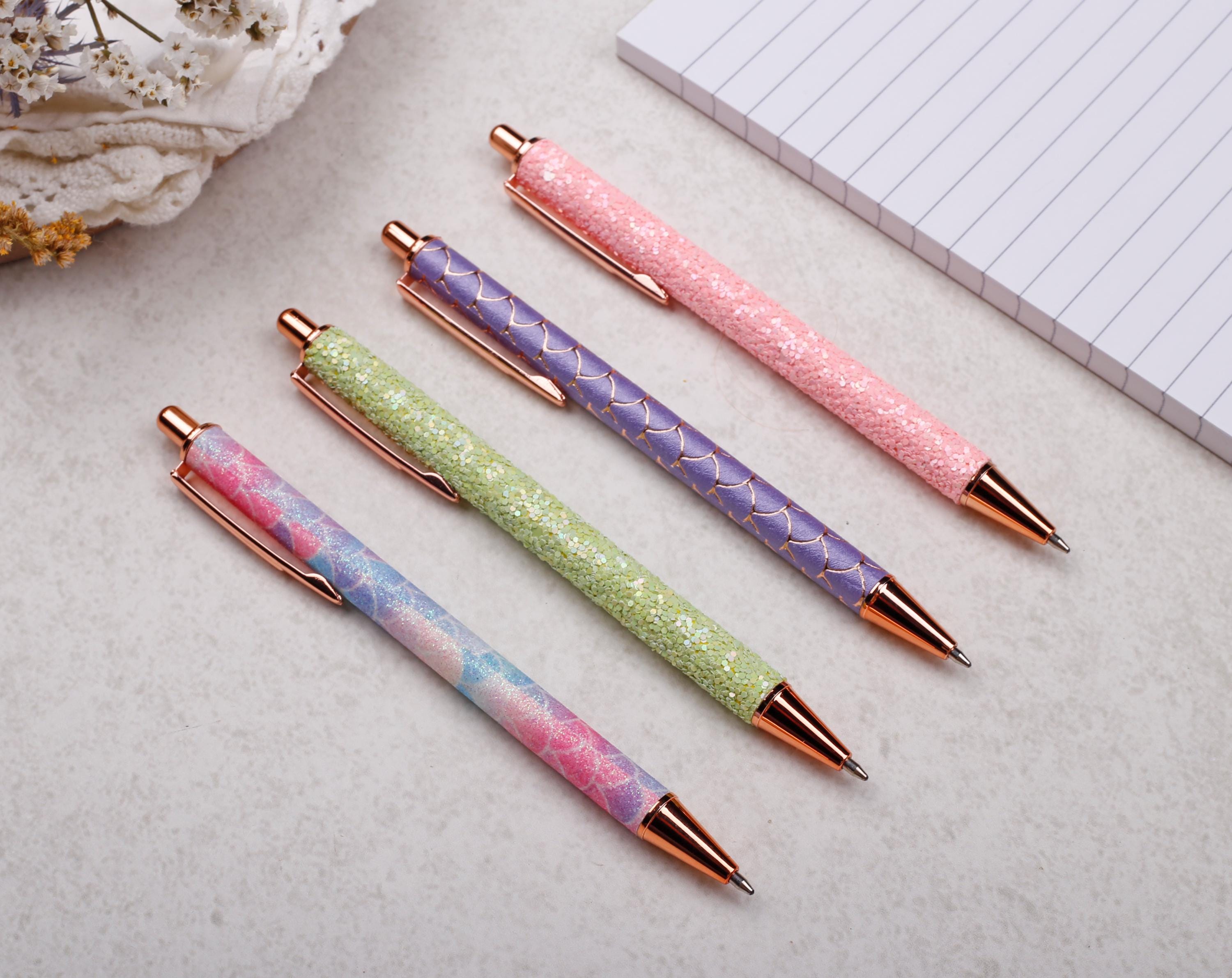 Canetas de glitter para jornada, canetas fofas para meninas, mulheres, retráteis