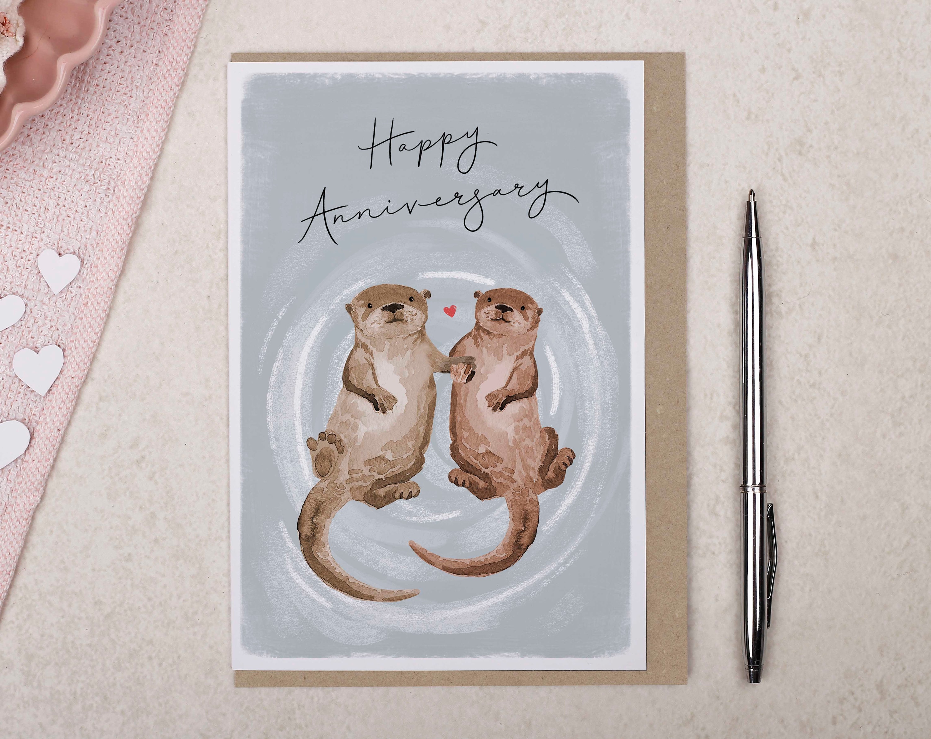 Popmazing Süße Otter-Jubiläumskarte „Happy Anniversary To My Otter Half“ – Lustige Karte Für Ehemann/Ehefrau, 12,7 X 17,8 Cm