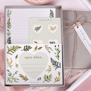 Open When Letter Kit - Botanical Stationery, Stickers & Envelope Set For Long Distance Gift