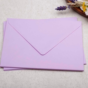 125 x 175mm Lilac Envelopes | Coloured Gummed, Diamond Flap, 100gsm Envelope | Wedding Invitation Stationery or Letter Writing Paper Set