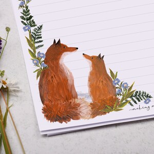 A4 Letter Writing Paper Sheets | Foxes and Meadow Florals | Lined or ...