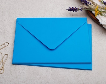 C6 Bright Blue Envelopes With Gummed Flap - Envelope For Letter Writing or Wedding Stationery