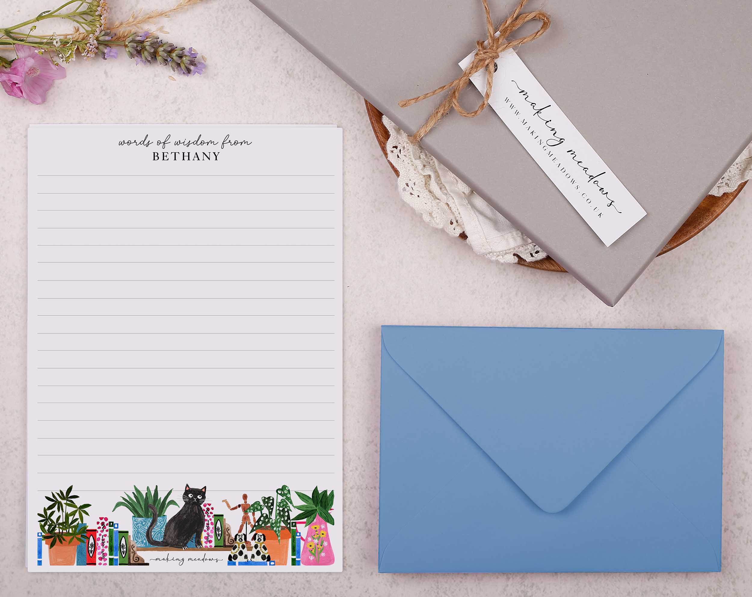 Bookshelf Personalised Writing Paper Set Gift Box