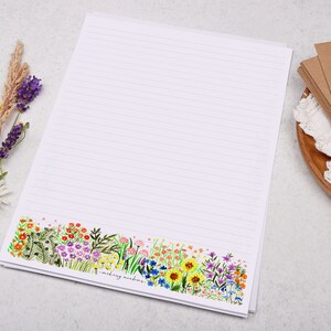 A4 Letter Writing Paper Sheets | Watercolour Garden Flowers | Lined or ...