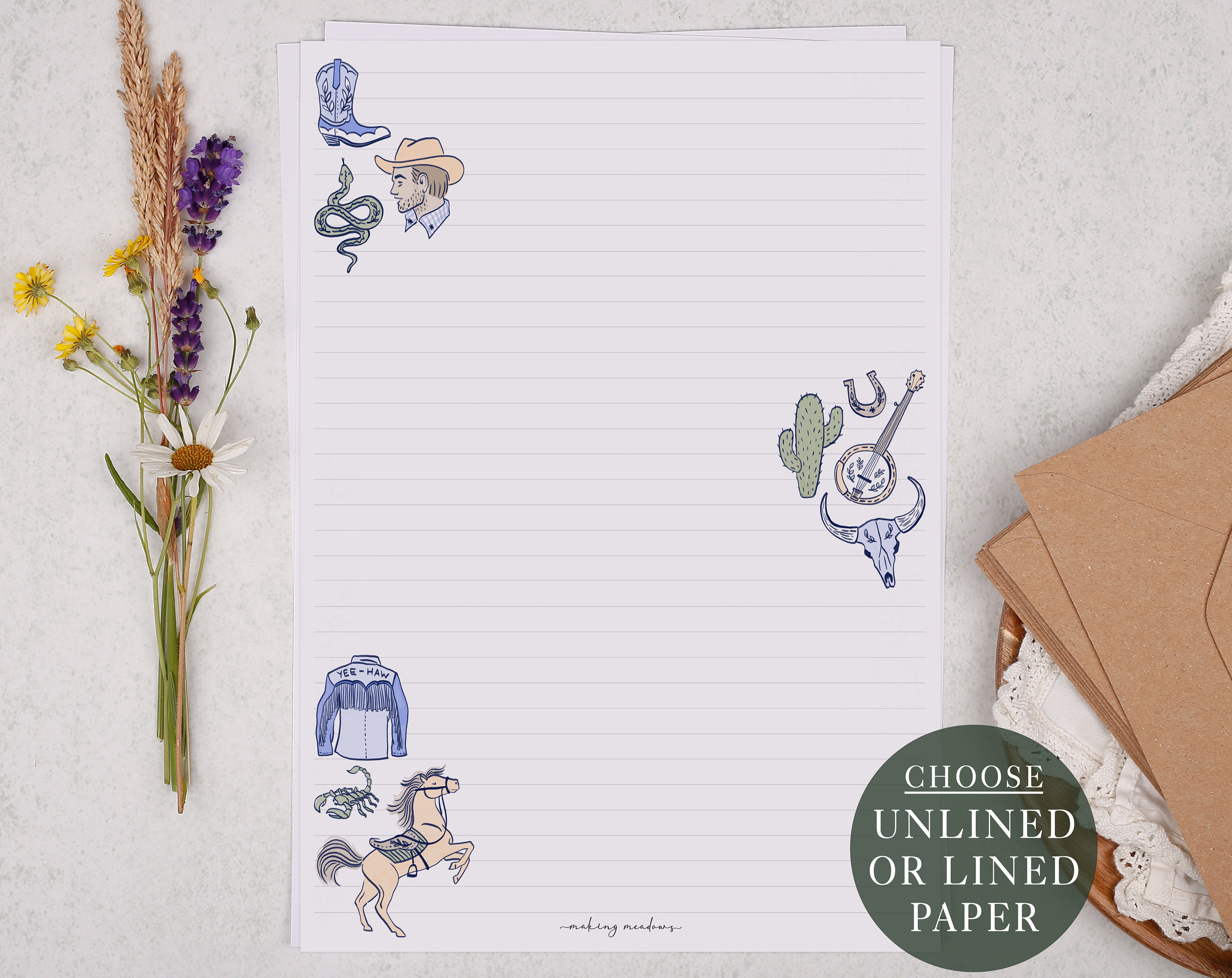 Western Computer Paper Western Border Printer Paper A4 Letter Writing Paper Sheets | Wild