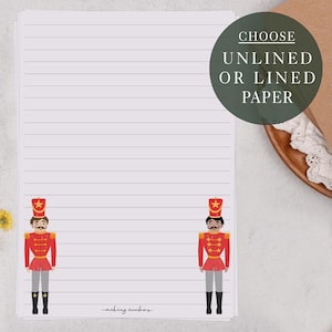 A5 Christmas Letter Writing Paper Sheets | Nutcracker Soldier | Lined or Unlined Paper | Stationery Gift or Thoughtful Present
