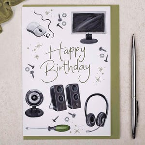 Computer Programming Birthday Card - Male Gaming Greeting Card