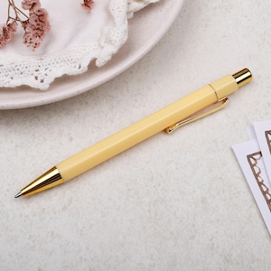 Yellow & Gold Pen - Luxury Ballpoint For Writing or Wedding Guest Book (Black Ink)