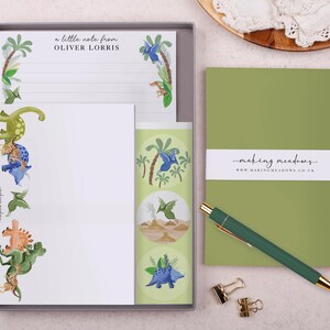 Childrens Stationery Set Gift with Personalised Stationery with Dinosaur Design