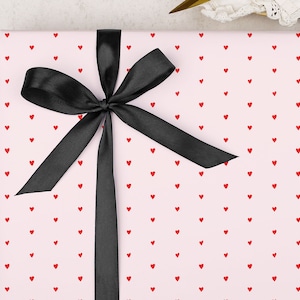 Wrapping Paper for Valentine & Anniversary | ditsy heart gift wrap | FOLDED single sheet wrap in a beautiful matt finish with added ribbon