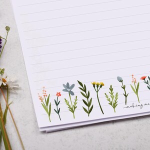 A4 Letter Writing Paper Sheets | Spring Ditsy Meadow Flowers | Lined or ...