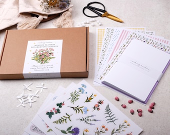 DIY Greeting Card Kit With Floral Embellishments - Crafting Gift For Making Your Own Cards