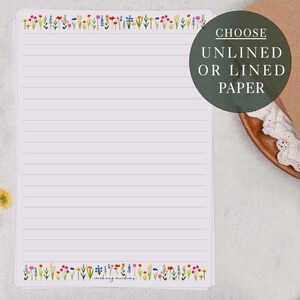 A5 Letter Writing Paper Sheets | Ditsy Floral Meadow Flower Border | Lined or Unlined Paper | Stationery Gift or Thoughtful Present
