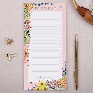 To Do List Notepad With Pink Floral Design - Desk Stationery & Shopping ...