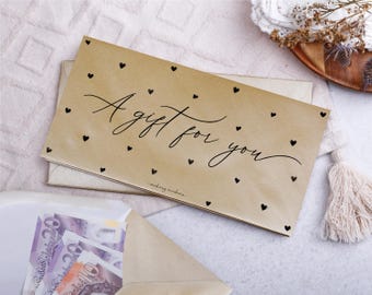 DL Gold Money Envelopes - A Gift For You Birthday Card & Voucher Wallet
