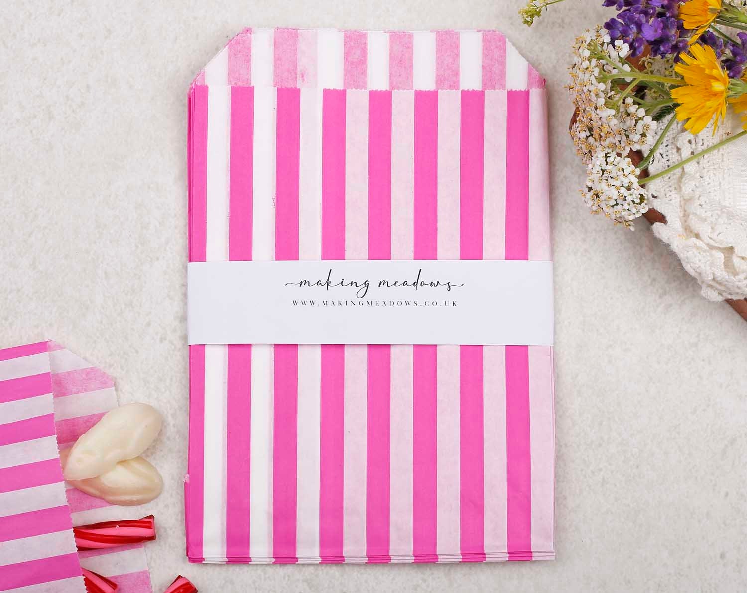 Pack of Pink Candy Stripe Paper Treat Bags Wedding Sweet Bags or Party Pick Mix Goody Bags Colourful Striped Paper Party Bags Etsy