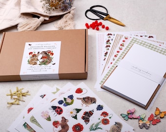 DIY Greeting Card Kit With Hedgerow Animal Embellishments - Gift For Making Your Own Cards
