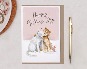 Cat Mother's Day Card for Her, Thank You Mum, Always There For Me, Cute Happy Mothers Day Card for Mummy, Mother, Mum, Kitten Greeting Card