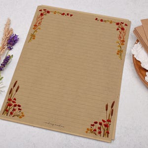 A4 Kraft Letter Writing Paper With Poppy Flowers - Lined or Unlined ...