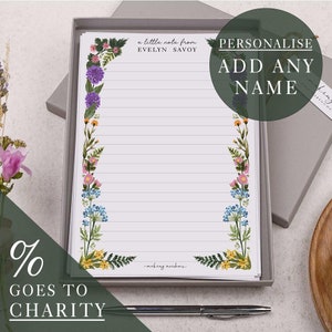 A5 Personalised Letter Writing Paper | Gift Box Set | Meadow Flower Floral Design | Customise With Any Name | % Goes To Charity
