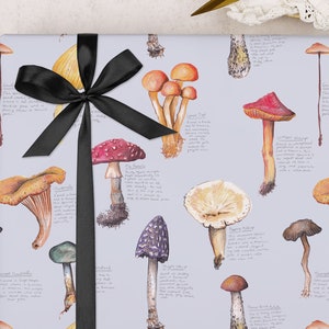 Mushroom Wrapping Paper Watercolour Wildlife Birthday Gift Wrap 