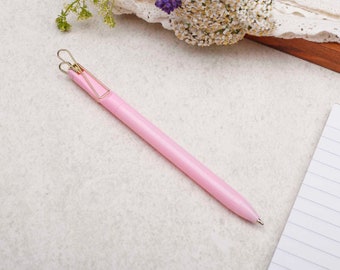 Pink Ballpoint Pen With Gold Clip | Pretty Pastel Pink Pen | Cute Modern Pen | Notebook Pen | Black Ink | Letter Writing Pen | Stylish Pen