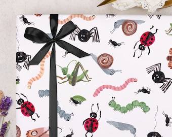 Bugs & Insects Birthday Wrapping Paper for Child | Young Children's Wildlife Age Gift Wrap | Creepy Crawly Nature Design | FOLDED Sheet Wrap