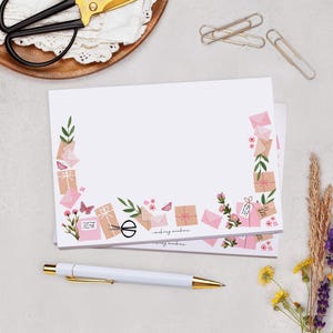 C6 Decorated Envelopes With Pink Floral Design - Envelope For Letter Writing Stationery Set