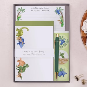 Childrens Stationery Set Gift with Personalised Stationery with Dinosaur Design