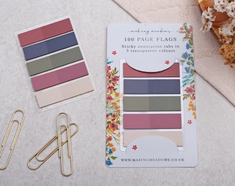 Blue Transparent Sticky Page Flags - Colourful Annotation Tabs for Study & Office