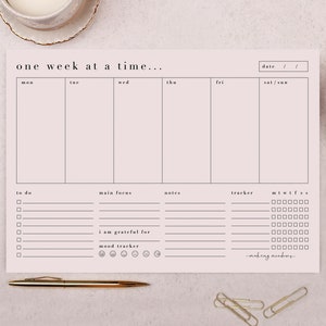 Habit Tracker & Weekly Planner Pad - A4 Desk Planner Pad - Weekly Notepad with To Do List - Daily Planner Pad -  New Job Stationery Gift