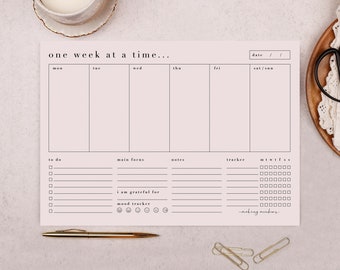 Habit Tracker & Weekly Planner Pad - A4 Desk Planner Pad - Weekly Notepad with To Do List - Daily Planner Pad -  New Job Stationery Gift