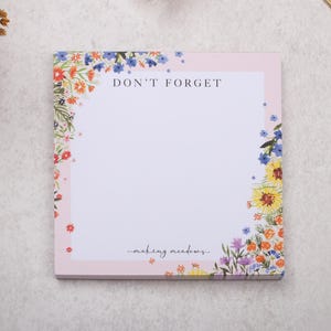 Memo Pad With Pink Floral Design - Stationery Note Block For Telephone Or Office Desk