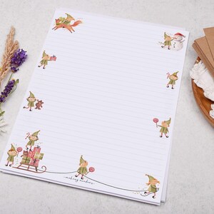 A4 Letter Writing Paper Sheets | Father Christmas' Elves | Lined or Unlined Paper | Festive Elf ...