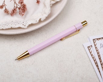 Pink & Gold Ballpoint Pen | Pretty Pastel Pen | Cute Modern Pen | Guestbook Pen | Black Ink | Letter Writing Pen | Stationery Stylish Pen