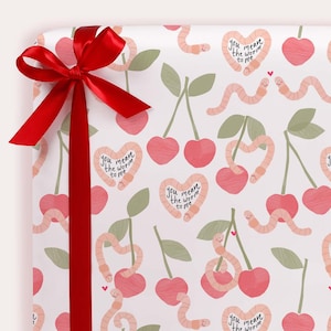 Cherry Gift Wrapping Paper for Her Or Him | Anniversary & Valentine Pun Wrapping Paper For Your Love | FOLDED Single Sheet Luxury Gift Wrap