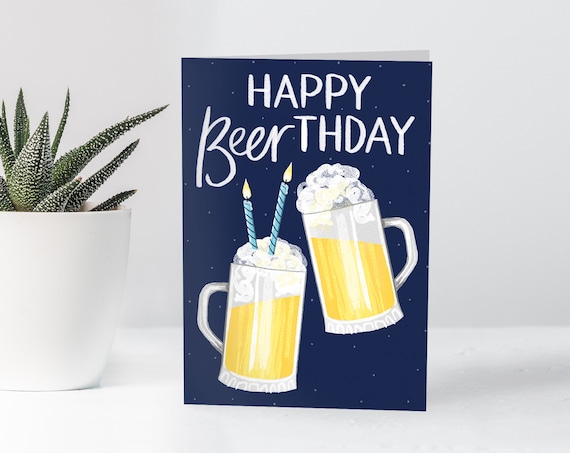 Funny Male Happy Birthday Beer Thday Greeting Card Cheers | Etsy