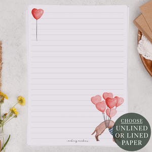 A5 Love Letter Writing Paper Sheets sausage dog Design, Lined or Unlined Letters Paper | Valentine Stationery Gift or Thoughtful Present