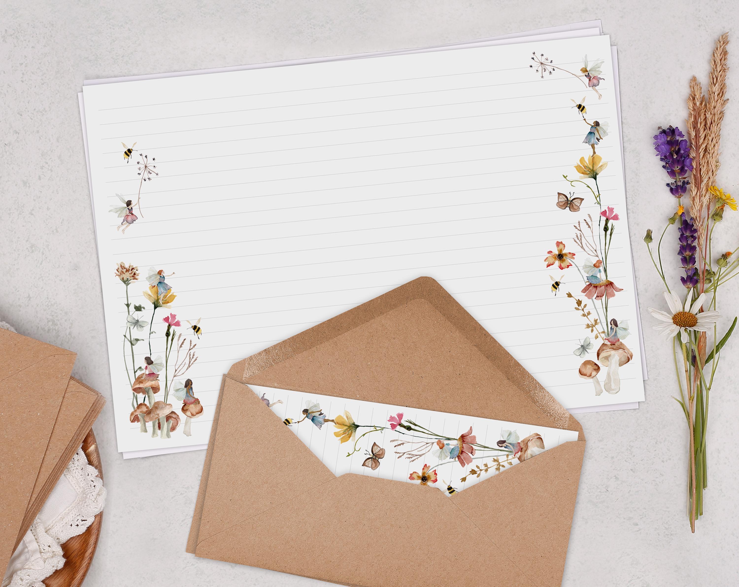 A4 Landscape Letter Writing Paper With Floral Fairy - Lined or Unlined ...