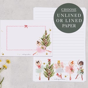 A5 Children's Letter Writing Paper With Envelopes | Christmas Writing Set With Ballet Dancer | Lined or Unlined Paper | Stationery Gift Set