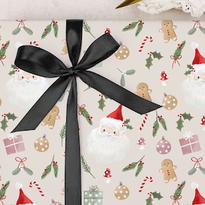 Santa Christmas Wrapping Paper | Father Christmas Children's Gift Wrap | FOLDED single sheet wrap in a matt finish with optional ribbon