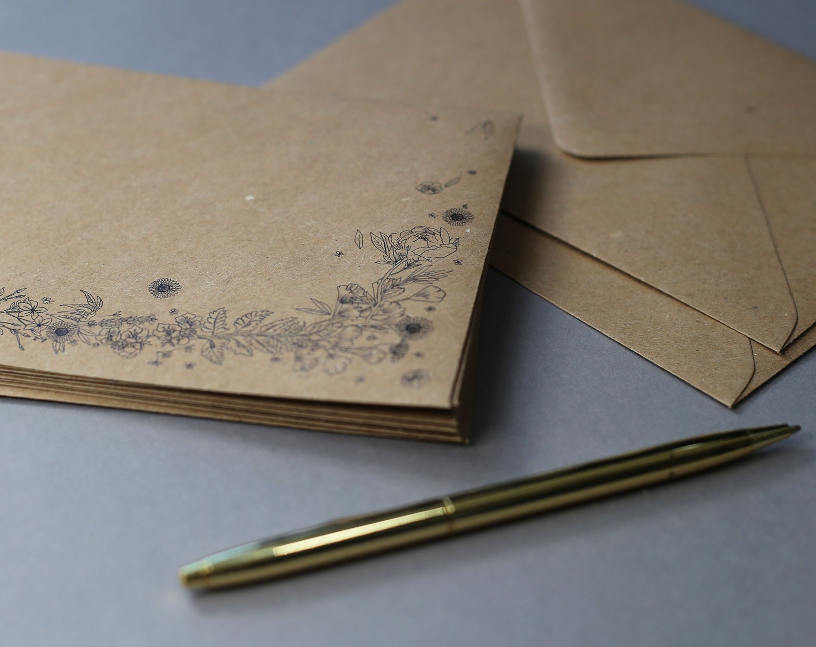 10 pretty floral decorative envelopes Pack of kraft C6 size Etsy