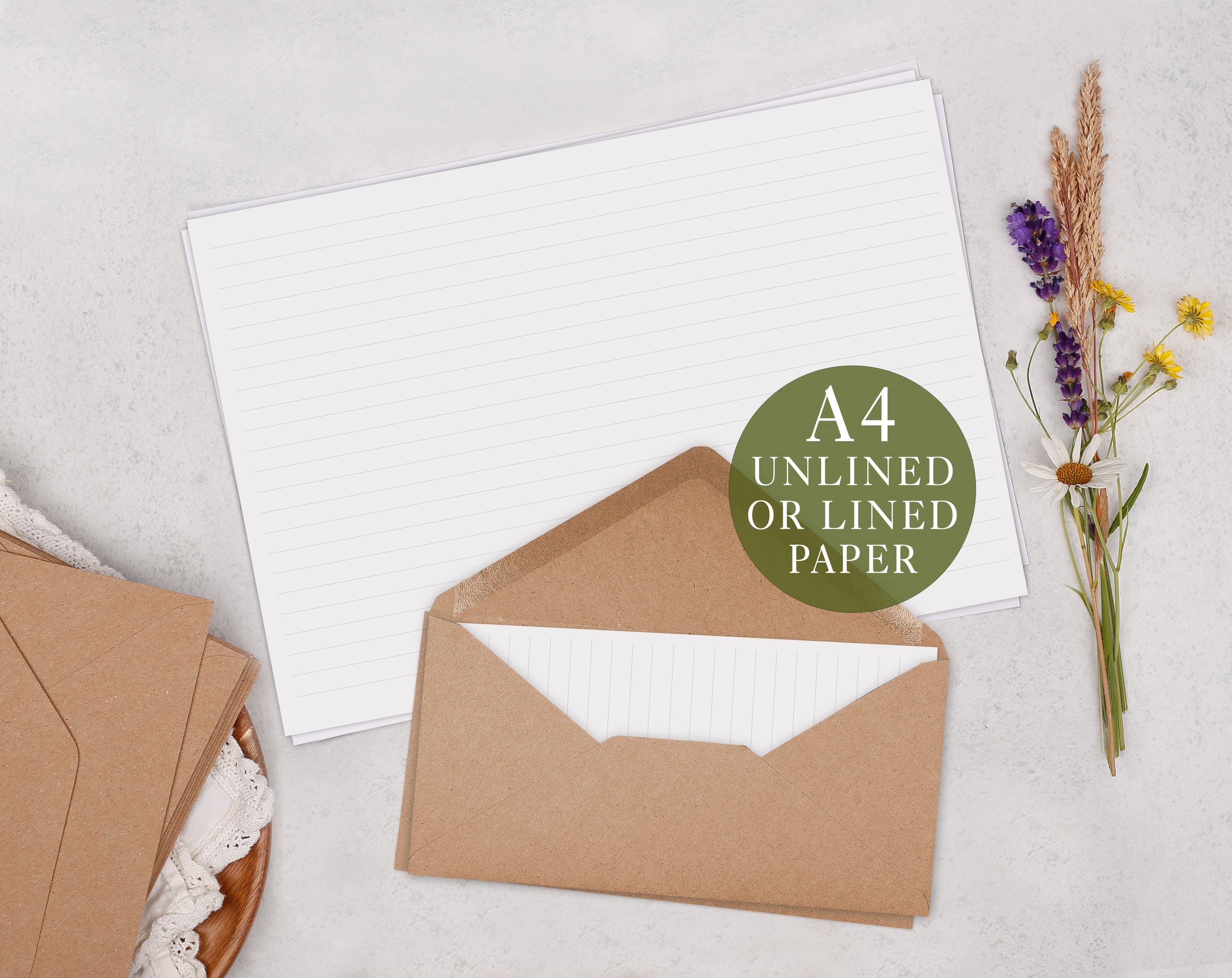 A4 Blank Landscape Letter Writing Paper Continuation Pages - Lined or ...