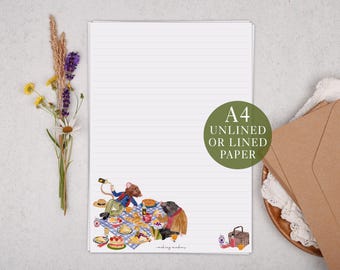 A4 Letter Writing Paper With Wind In The Willows - Lined or Unlined Stationery Set