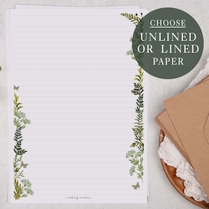 Floral Printable Letter Paper, Line Sheet, Floral Printable Letter