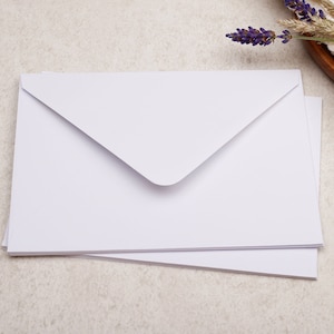 C6 White Envelopes | Gummed Diamond Flap 100gsm Envelope | Pretty Coloured Envelope | Letter Writing or Wedding Invitation Stationery