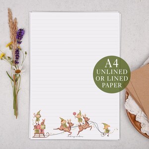 Papier à lettres A4 avec lutin de Noël et renne - Ensemble de papeterie avec ou sans doublure