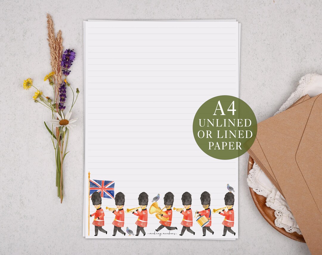 Merching Paper A4 Letter Writing Paper With London Marching Band - Lined or Unlined ...