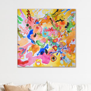 Colorful abstract wall art, abstract painting, colorful wall art, orange pink yellow, large wall art, modern wall art, funky wall art