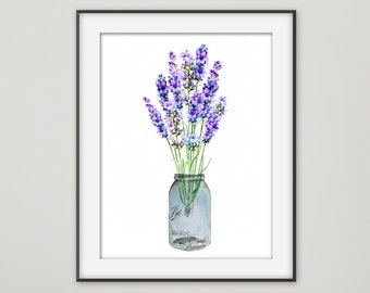 Lavender watercolor, Lavender wall art, Lavender flowers, Purple wall art, Lavender printable, Purple flowers print, lavender flowers art